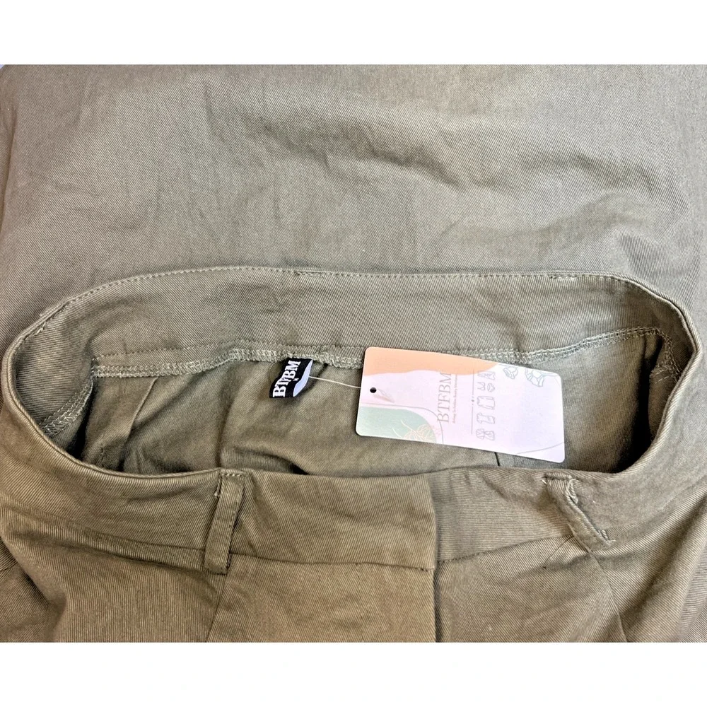 BTFBM‎ Women's Pencil Skirt Olive Green Size M Cotton Stretch Midi NWT